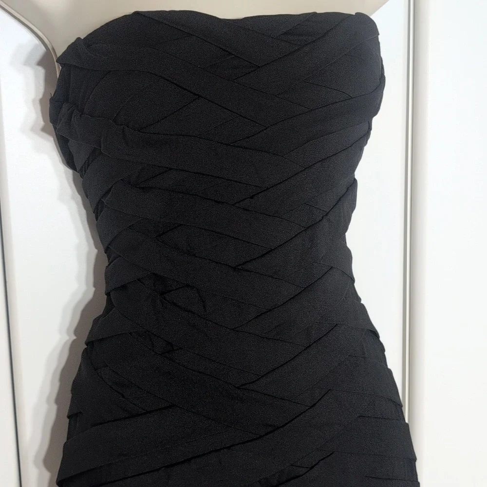 Forever 21 Black Pleated Cowl Neck Mini Dress
